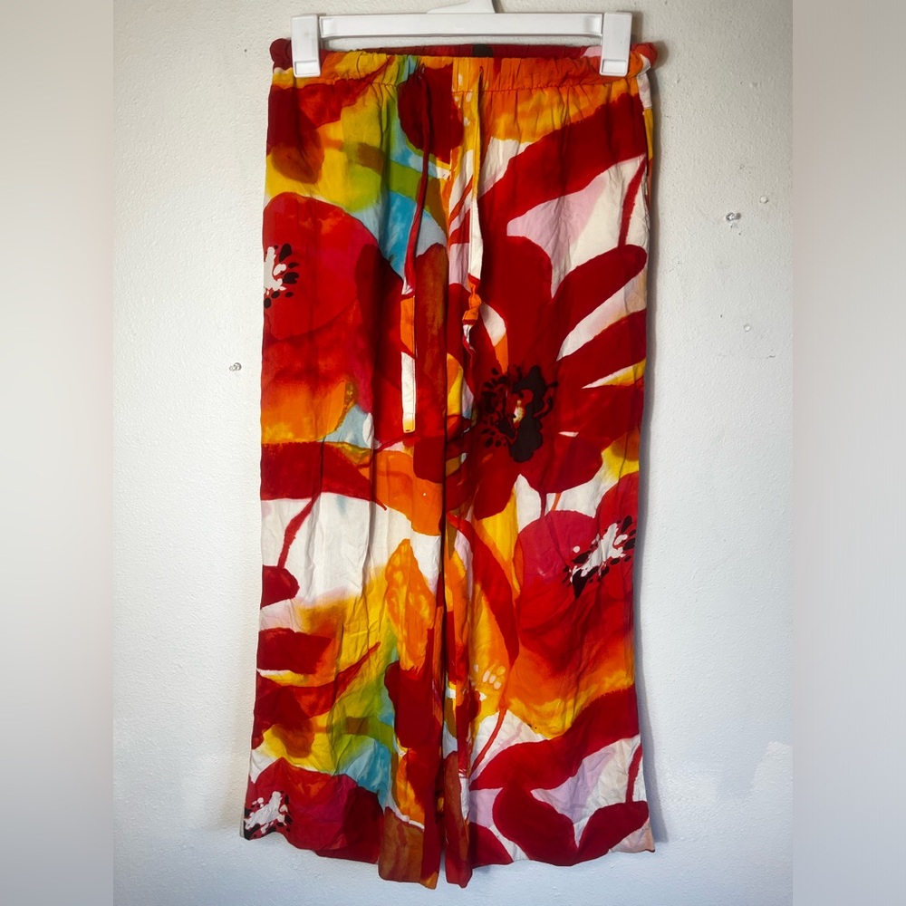 JAMS WORLD Floral Tropical Multicolor Drawstring Capris Size M